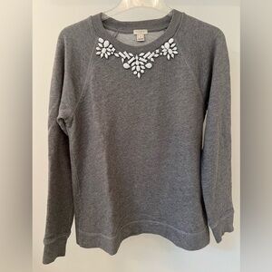 J.Crew Jeweled Collar Gray Sweatshirt Size S